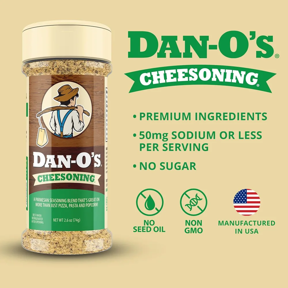 Several Dan-O's seasoning bottles grouped together showing the different flavor labels